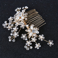 Faux Pearl Crystal Hair Comb Bridal Wedding Hair Accessories