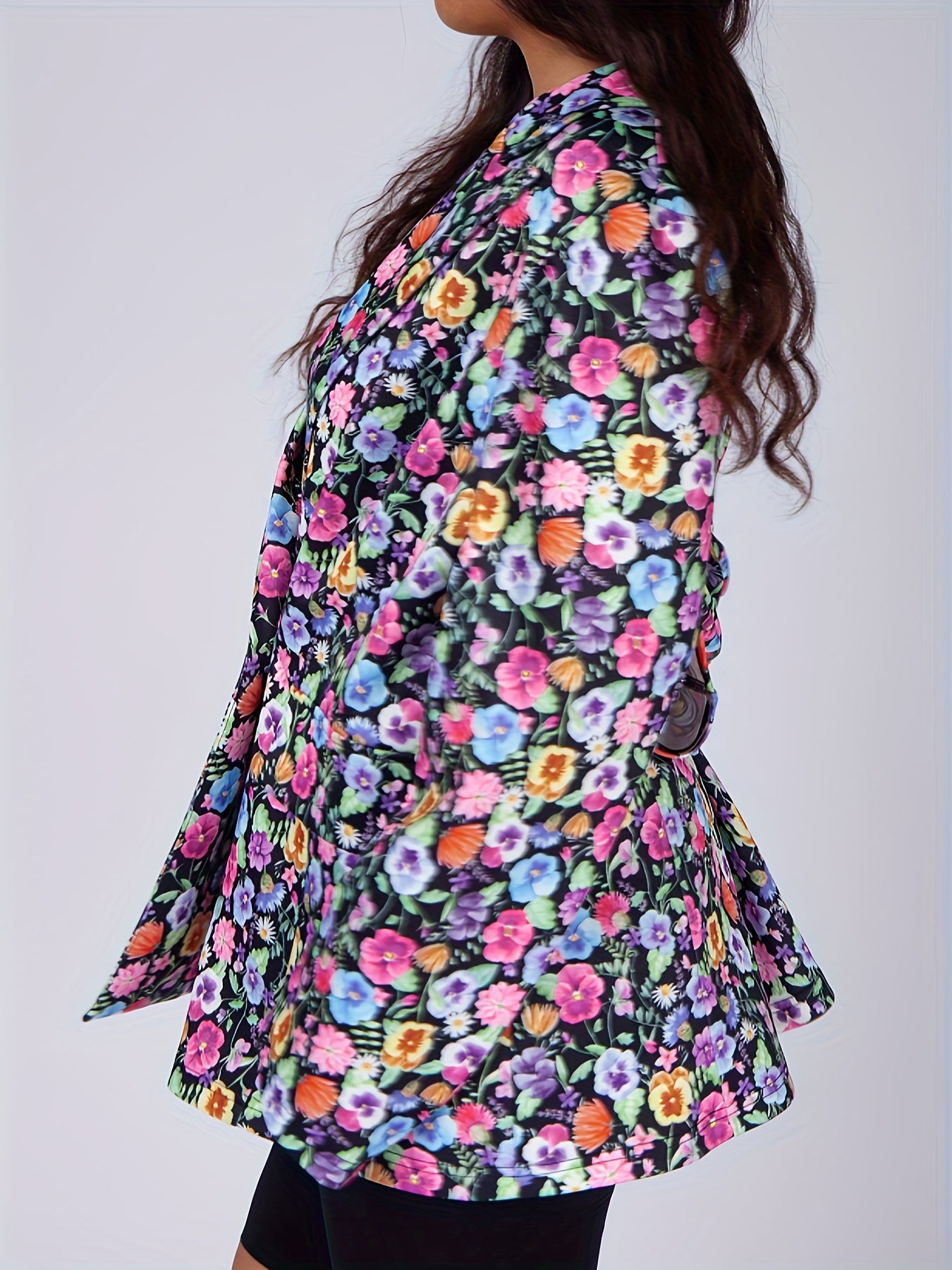 Floral Print Long Sleeve Blazer
