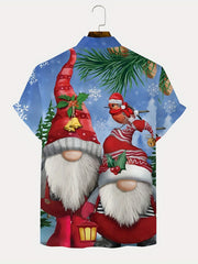 Christmas Little Man Print Men's Casual Short Sleeve Shirt