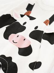 Toddler Cow Print Long Sleeve Jumpsuit for Winter