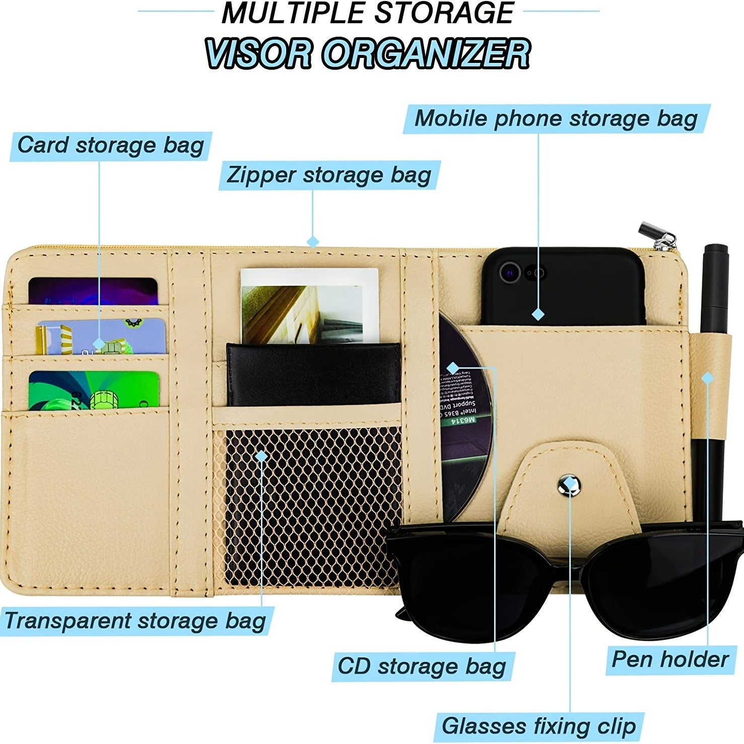 Sun Visor Clip Phone Holder & Storage Bag - Upgrade Your Car!