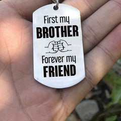 Silvery Letters Detail Tag Necklace For Brother