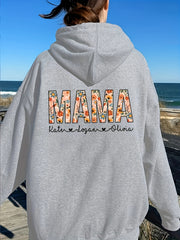 Flower & Letter Graphic Drawstring Sweatshirt