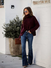 Button Fly High Rise Flared Leg Jeans