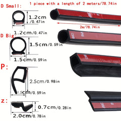P D Type 2 Meter Car Door Sealing Strip Rubber Sound Insulation And Dust Prevent