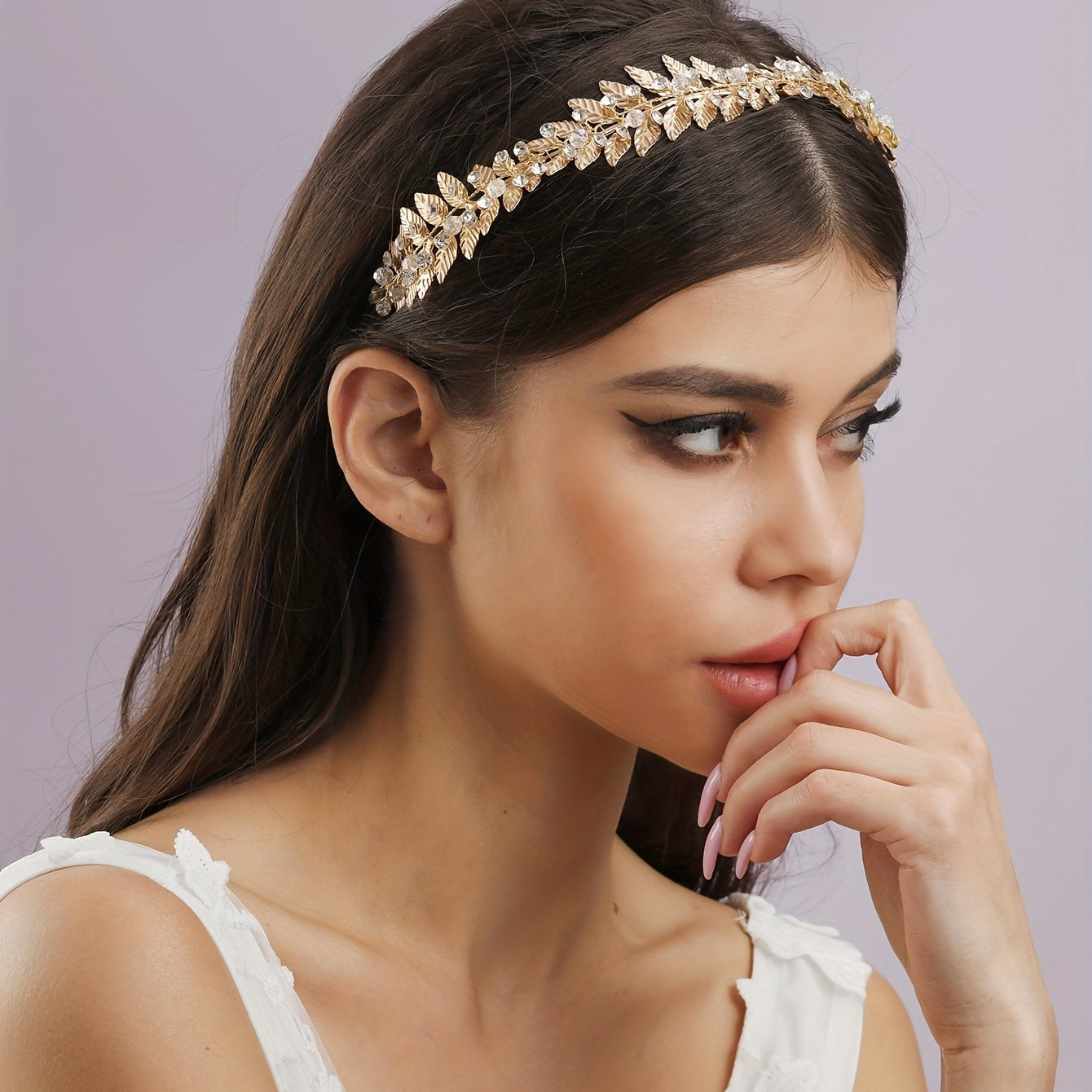Bridal Leaf Headband Rhinestone Hair Band Wedding Accessories