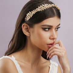 Bridal Leaf Headband Rhinestone Hair Band Wedding Accessories