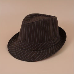 Solid Striped Jazz Fedora Cap Lightweight Summer Sun Hat
