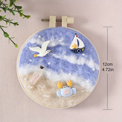 DIY Sea Frames Wool Felt Material Package with Embroidery Cloth Threads Needles