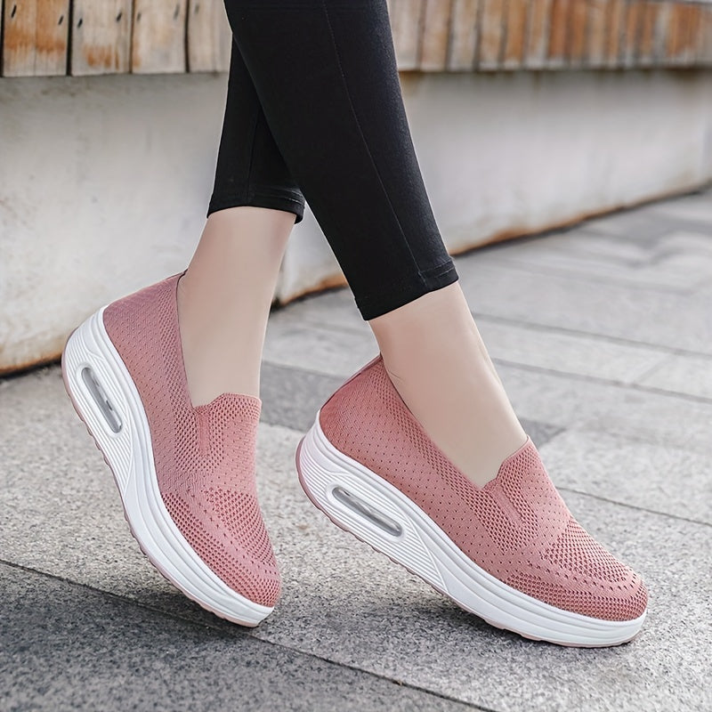 Women's Breathable Wedge Shoes Air Cushion Walking Casual Sneakers