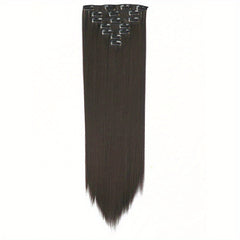 7pcs Straight Hair Extensions Full Head Clip Ins Double Weft Thick Hair 55-88 Cm