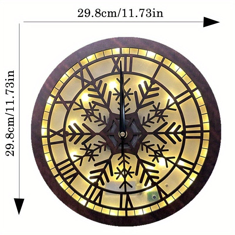 Retro Wooden LED Christmas Lamp Clock