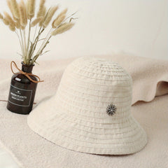 Striped Chenille Sun Hat Solid Casual Bucket Hats Casual Sunscreen Basin Hat