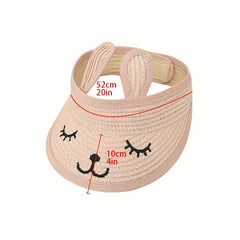 Kids' Rabbit Ear Straw Hat Spring Autumn Beach Sunshade Hat