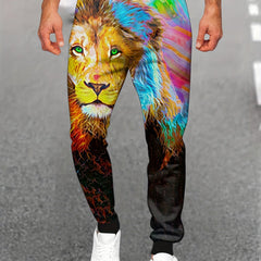 Men's Colorful Lion Graphic Sweatpants Casual Joggers