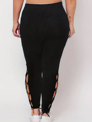 Women's Plus Cut Out Lace Up High Stretch Leggings
