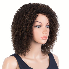 Ombre Highlights Afro Kinky Curly Bob Wig 180 Density Brazilian 4a Short Hair
