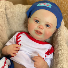 Waterproof Vinyl Reborn Baby Boy Doll with Realistic Details & Baseball Outfit