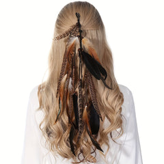 Bohemian Faux Feather Hair Ornament Hippie Style Hairband