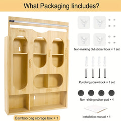 Bamboo Storage Bag & Nail Stickers Drawer Organizer Set