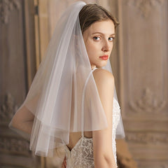 Double Layer Short Head Veil With Comb Mesh Veil Wedding Hair Accessories