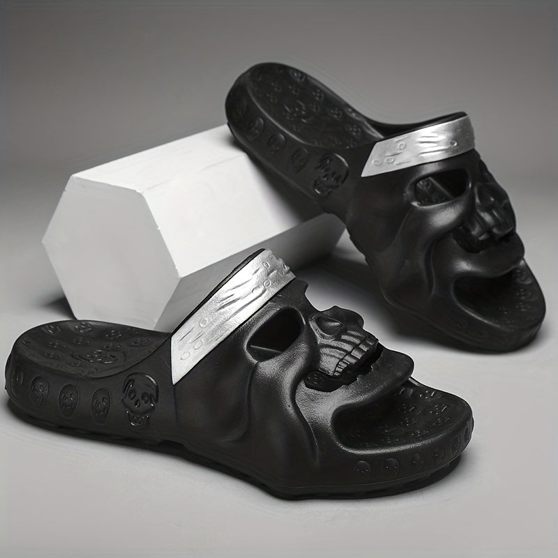 Men's Skull Slides Non Slip Slippers for Indoor Outdoor Beach Shower