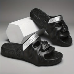 Men's Skull Slides Non Slip Slippers for Indoor Outdoor Beach Shower