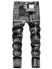 Boys 3D Print Jeans Skinny Slim Fit Denim Long Pants