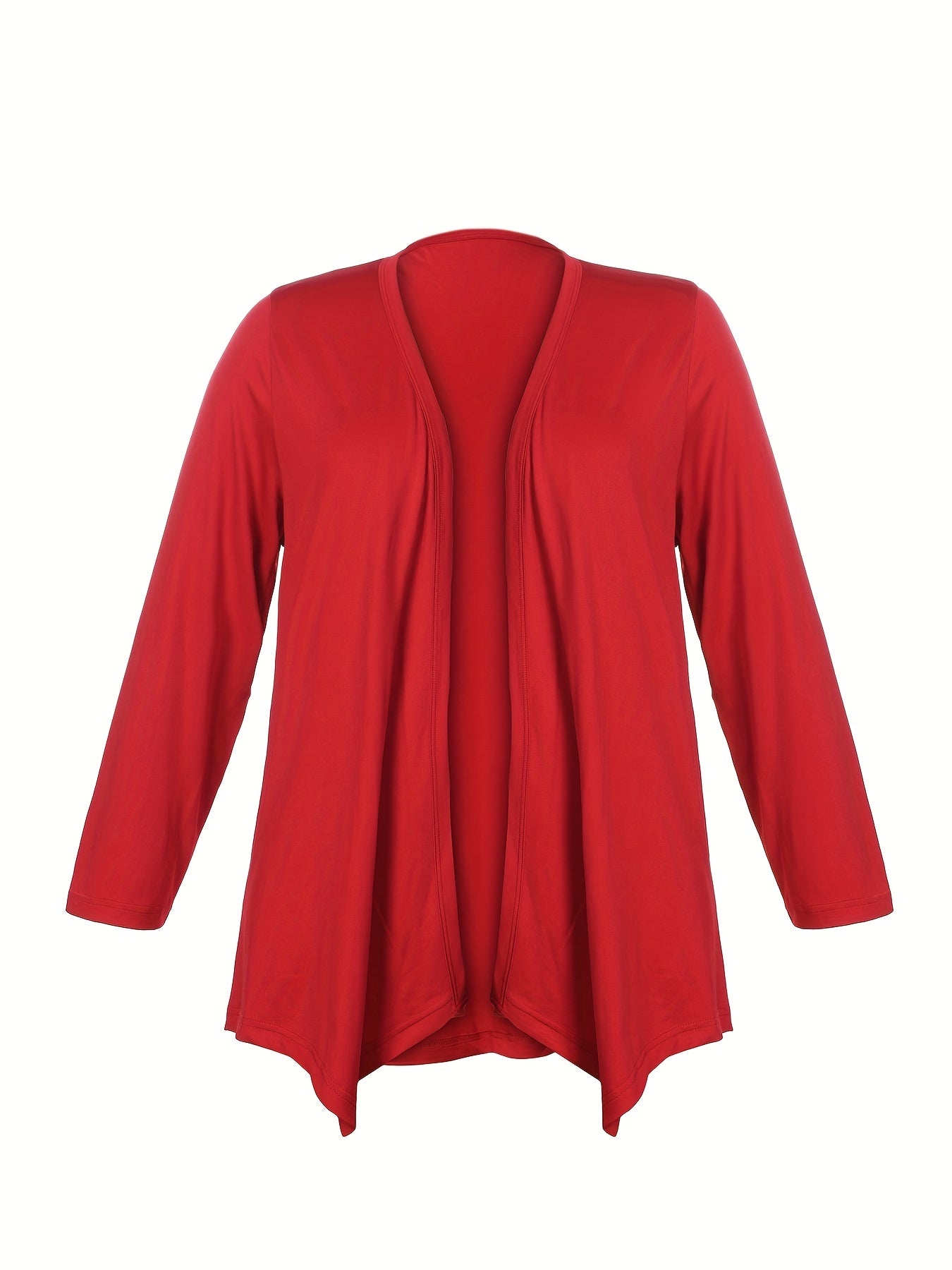 Solid Long Sleeve Open Front Cardigan