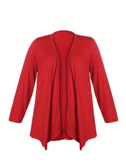 Solid Long Sleeve Open Front Cardigan