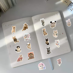 60pcs Cat Waterproof Vinyl Stickers For Water Bottle Stationery Luggage