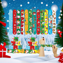 12pcs Christmas Snap Bracelets Santa Snowflake Reindeer Snowman Wristband
