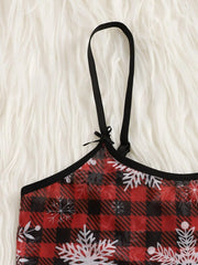 Christmas Plaid Print Sexy Lingerie Set Cami Tops & Thongs
