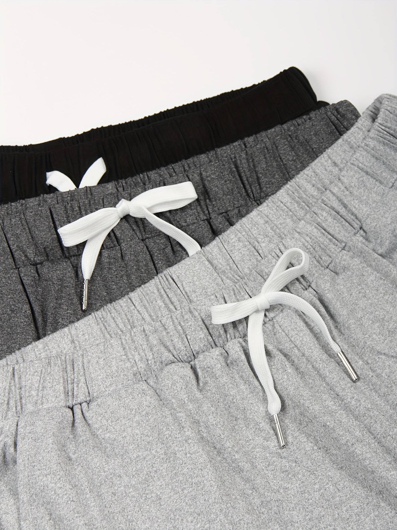 3 Pack Women's Plus Size Casual Elastic Drawstring Shorts