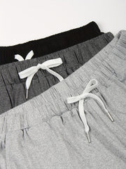 3 Pack Women's Plus Size Casual Elastic Drawstring Shorts