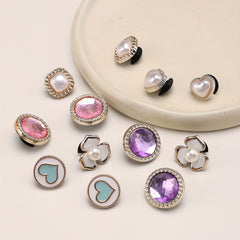 12pcs Crystal Pearl Shoe Buckles Clog Shoe Charm Accessories
