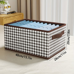 Foldable Houndstooth Storage Box - Non-woven Container for Household Items