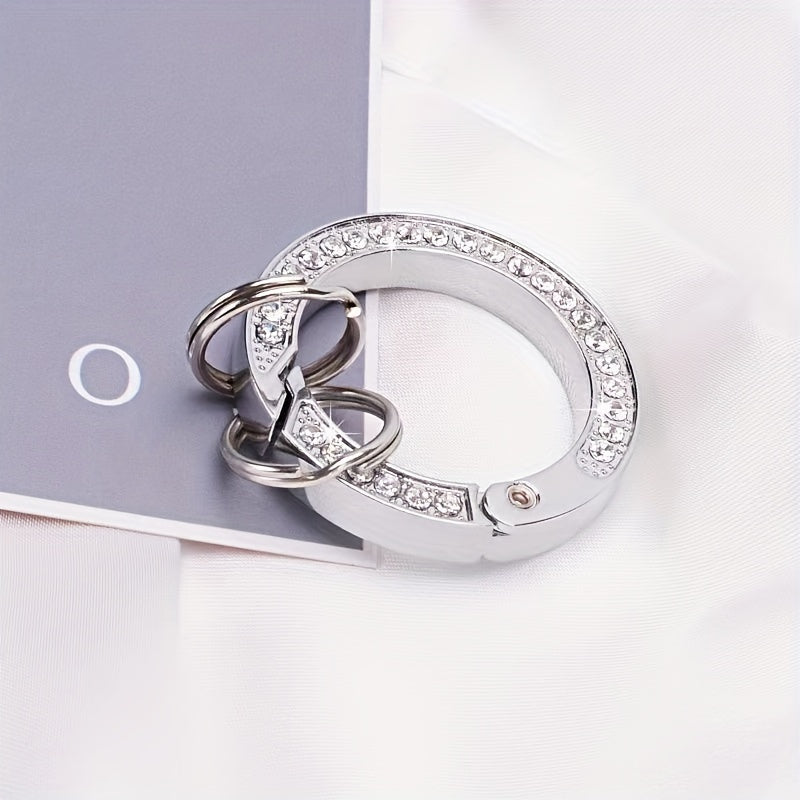 3pcs Keychain with Artificial Diamond Decor Metal Buckle for Outdoor Camping