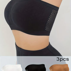 3pcs Cut Out Bandeau Bras Stretch Everyday Bra