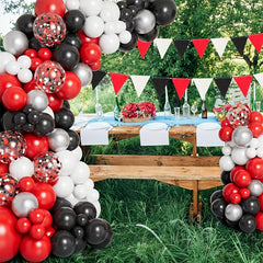 138pcs Red Silvery Balloon Garland Arch Set Wedding Decoration