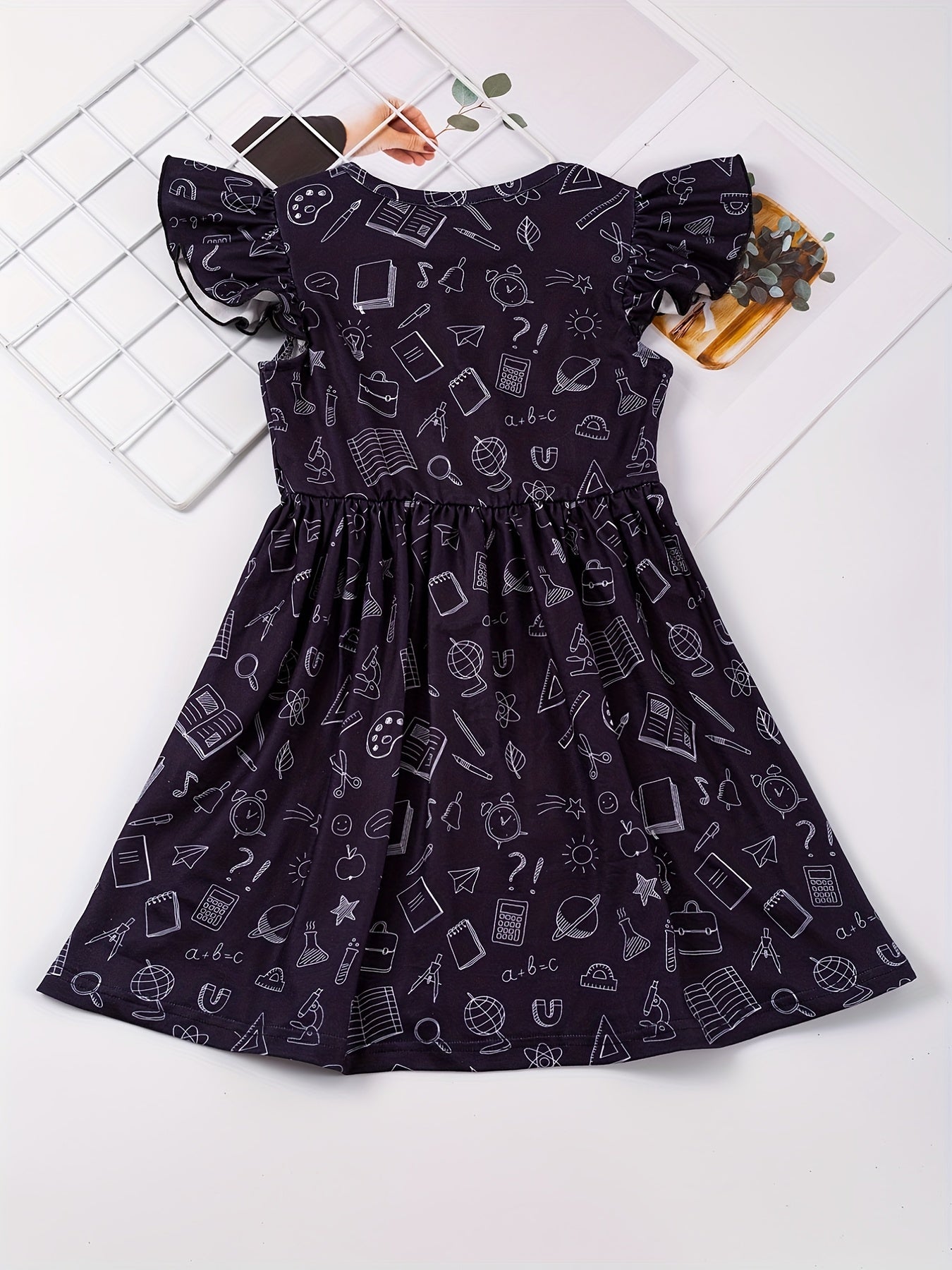 School Bus Print Dress and Polo Shirt Set for Siblings