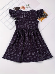 School Bus Print Dress and Polo Shirt Set for Siblings