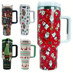 Christmas Printed Vacuum Flask 40oz Insulated Water Bottle Leakproof Tumbler