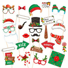 28pcs Christmas Photo Props Family Gathering Party Decoration