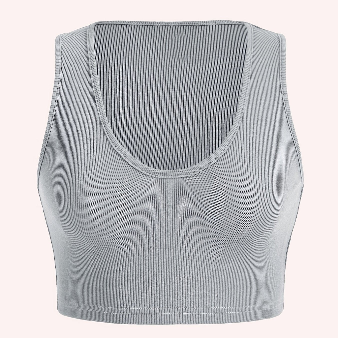 Ribbed Scoop Neck Stretch Crop Tank Top