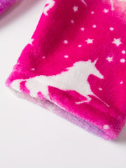 Kid's Unicorn Tie Dye Flannel Bathrobe Soft Coral Fleece Pajama