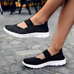 Women's Colorful Braided Flat Shoes Slip On Walking Shoes