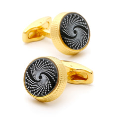 Round Golden Men's Dress Shirt Cufflinks