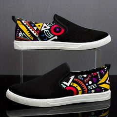 Men's Graphic Canvas Loafer Shoes Lightweight Slip On Sneakers
