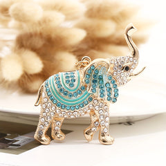 Rhinestone Elephant Keychain Car Key Pendant Golden Animal Key Ring